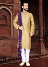 Golden Colour Outluk Vol 34 Latest Jaqcuard Silk With Self Work Party Wear Kurta Pajama Mens Collection 34002